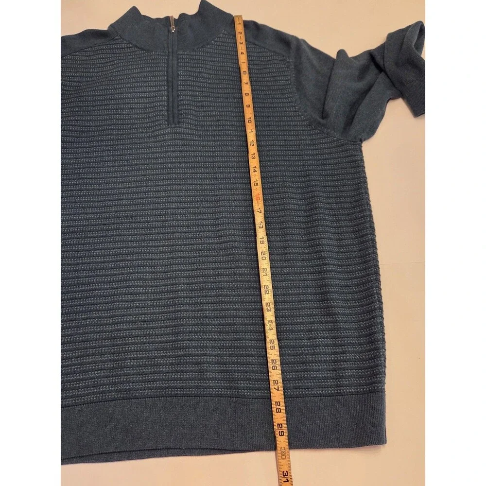 Tommy Bahama 1/4 Zip Sweater Mens XL Teal Textured Knit Pullover Cotton Tencel